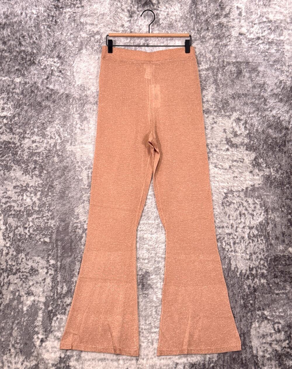 L*SPACE Cover Up Pants Medium Womens Gold Metallic Knit Flare